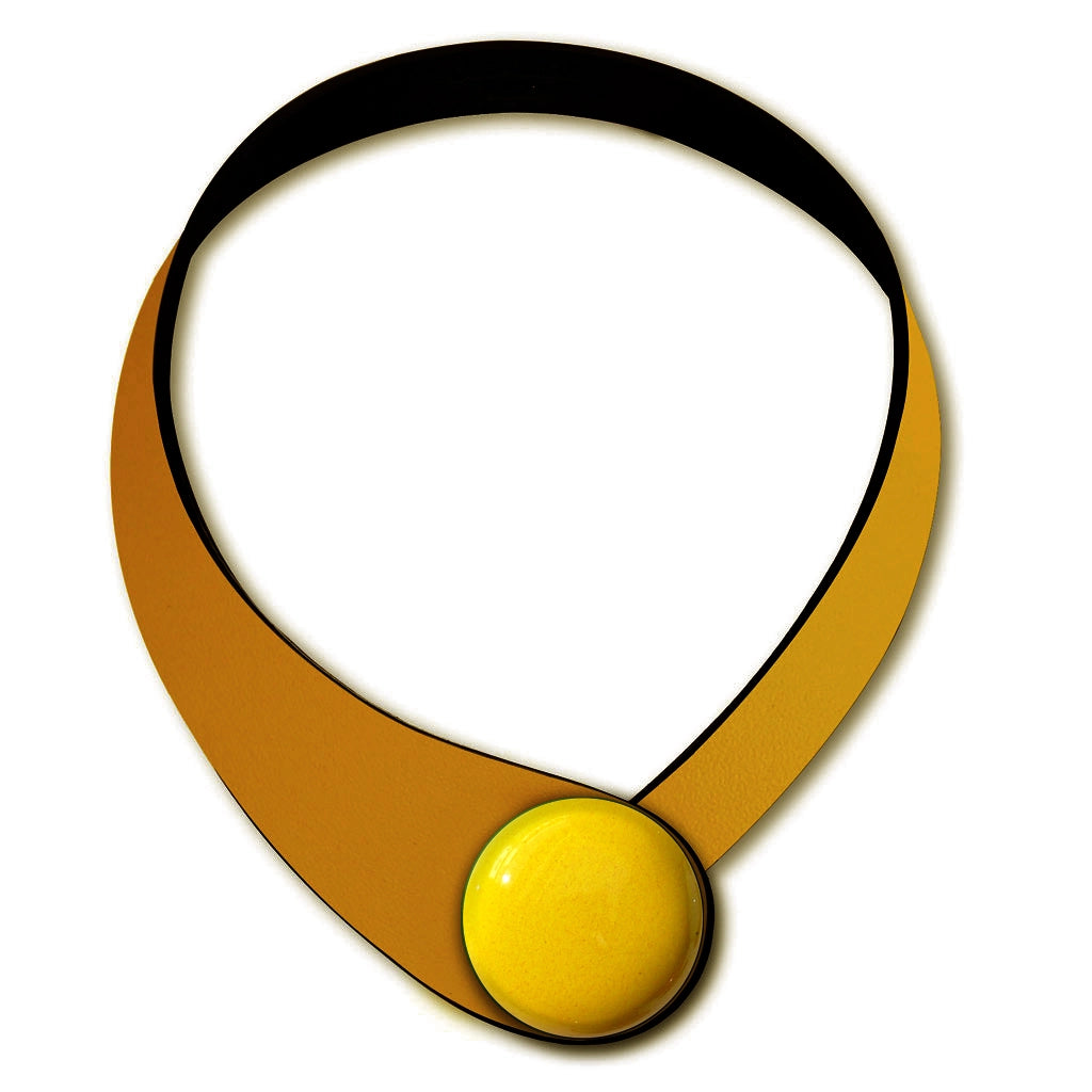 Collana in vera pelle conciata in Italia con bottoni in ceramica intercambiabili.