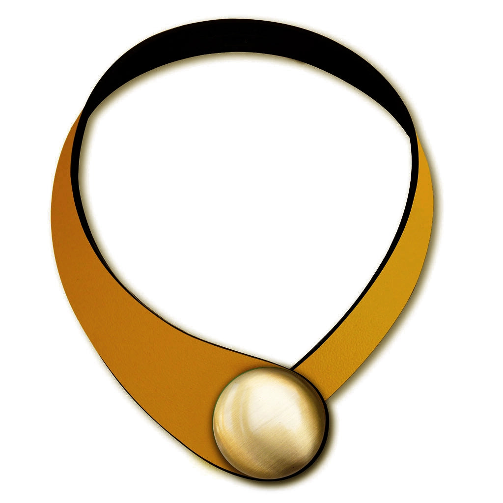 Collana in vera pelle conciata in Italia con bottoni in ceramica intercambiabili.