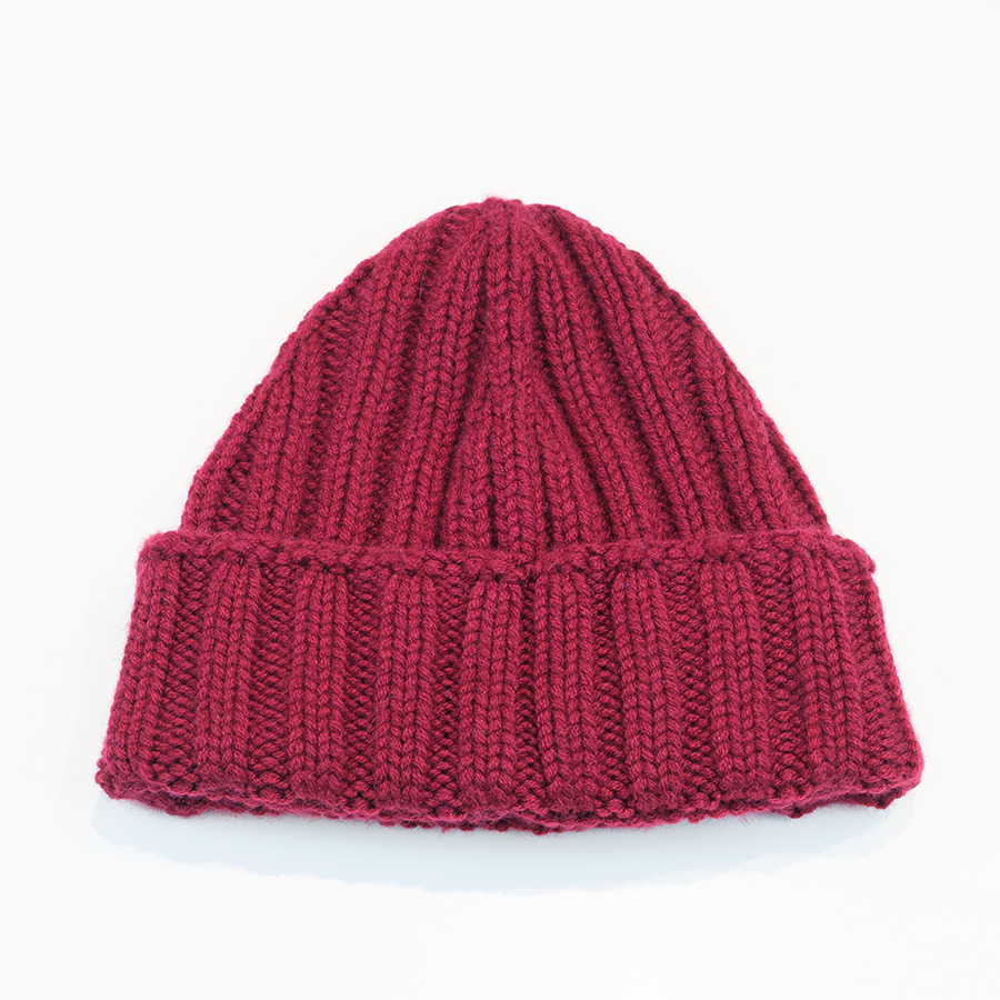 Cuffia pesante costa larga in 100% cashmere