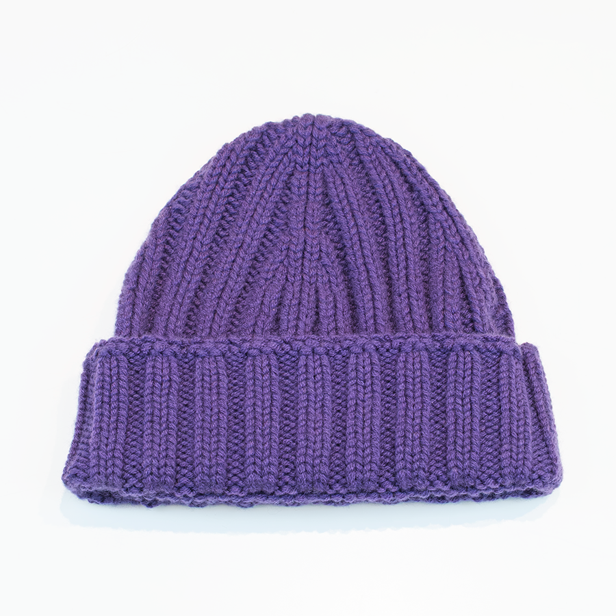 Cuffia pesante costa larga in 100% cashmere