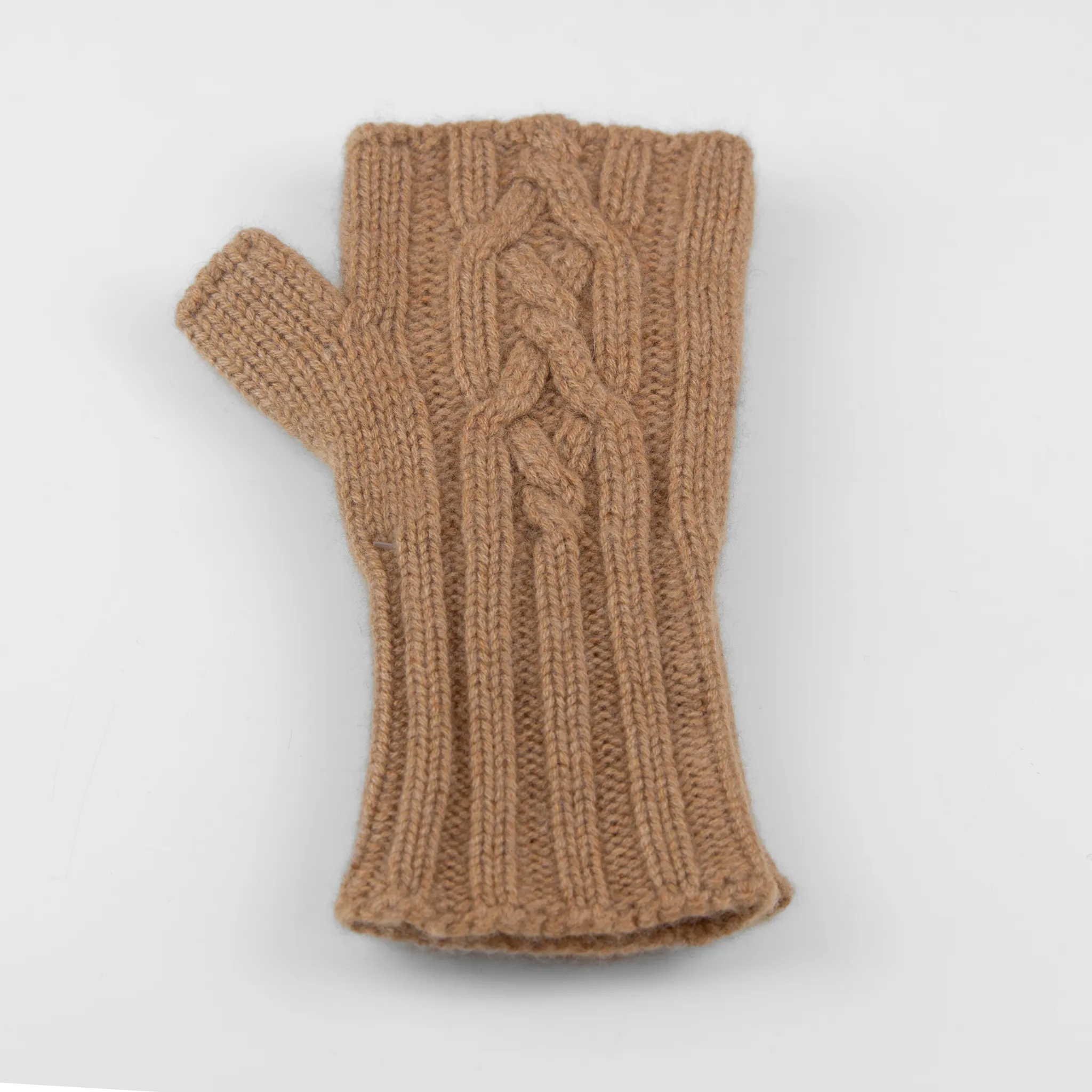 Manicotto treccia beige in 100% Cashmere morbido, particolarmente confortevole, pregiata manifattura, Made in Italy