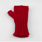 Manicotto treccia rosso in 100% Cashmere morbido, particolarmente confortevole, pregiata manifattura, Made in Italy