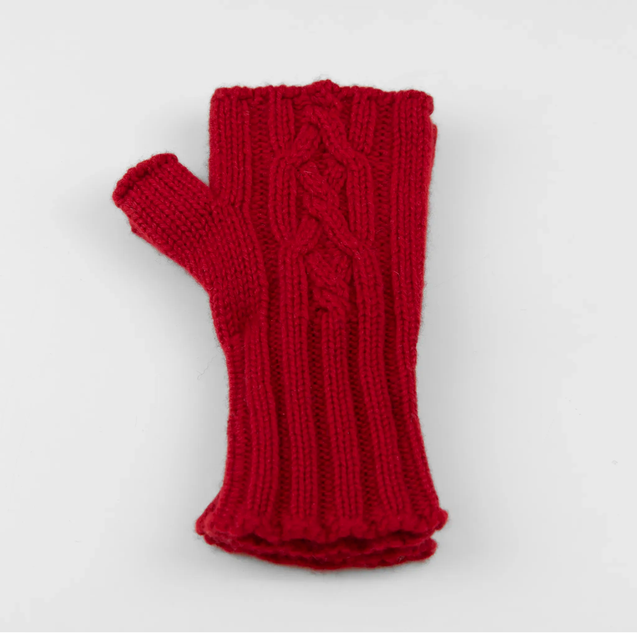 Manicotto treccia rosso in 100% Cashmere morbido, particolarmente confortevole, pregiata manifattura, Made in Italy