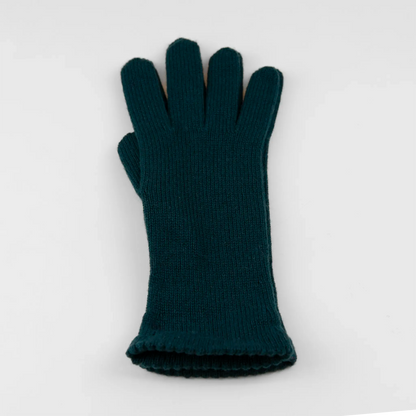 Guanto da donna verde in 100% Cashmere, morbido e confortevole, Made in Italy, con pregiata manifattura artigianale.