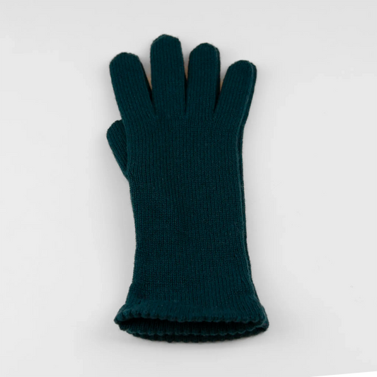 Guanto da donna verde in 100% Cashmere, morbido e confortevole, Made in Italy, con pregiata manifattura artigianale.