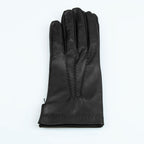 Guanto da uomo nero in vera pelle 100% Nappa sfoderato, senza imbottitura, particolarmente confortevole e con perfetta calzata, Made in Italy.