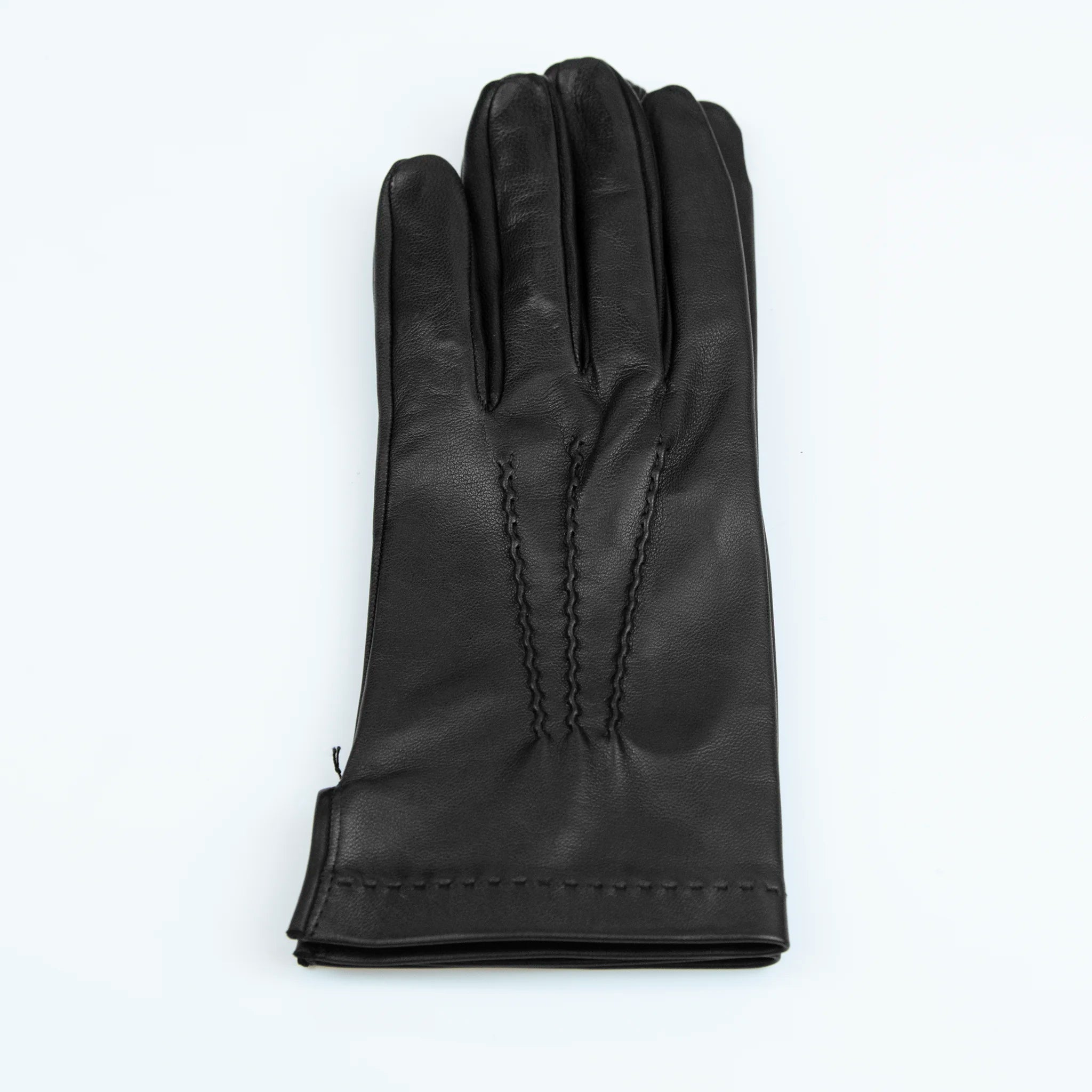 Guanto da uomo nero in vera pelle 100% Nappa sfoderato, senza imbottitura, particolarmente confortevole e con perfetta calzata, Made in Italy.