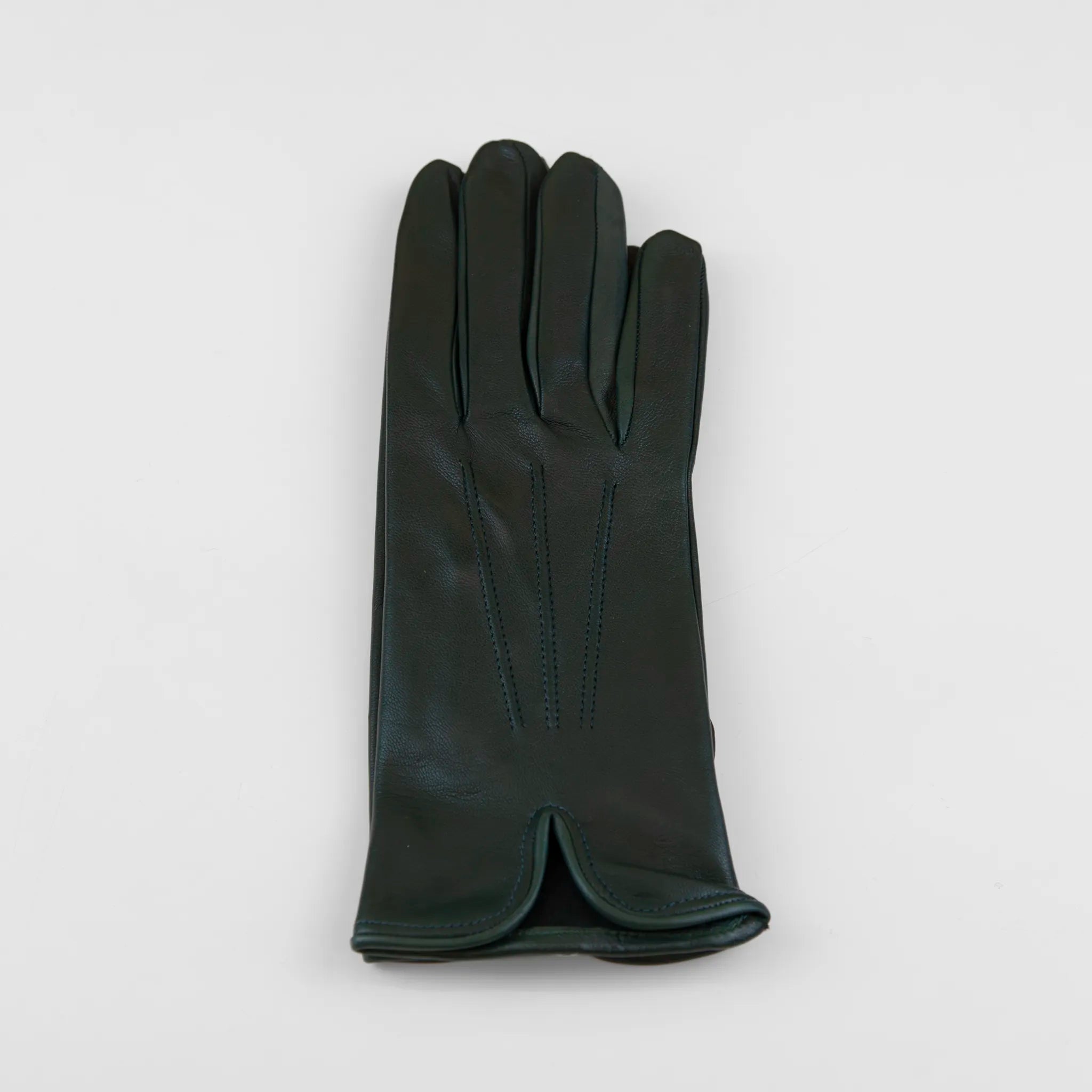 Guanto da donna verde in 100% Nappa sfoderato, senza imbottitura, particolarmente confortevole e con perfetta calzata, Made in Italy.