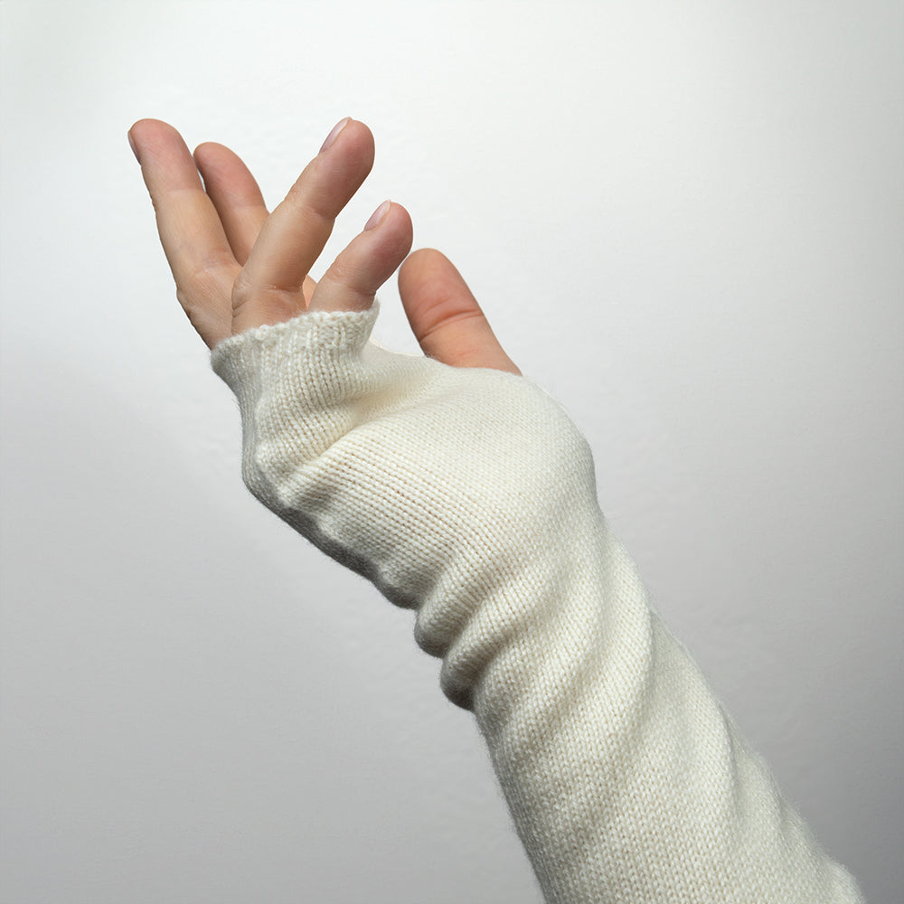 Manicotto lungo rasato in 100% cashmere