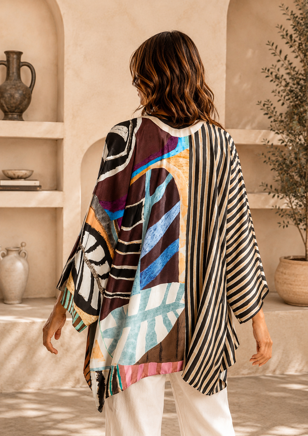 Kimono corto in Twill di Seta Made in Italy - Sete di Como -