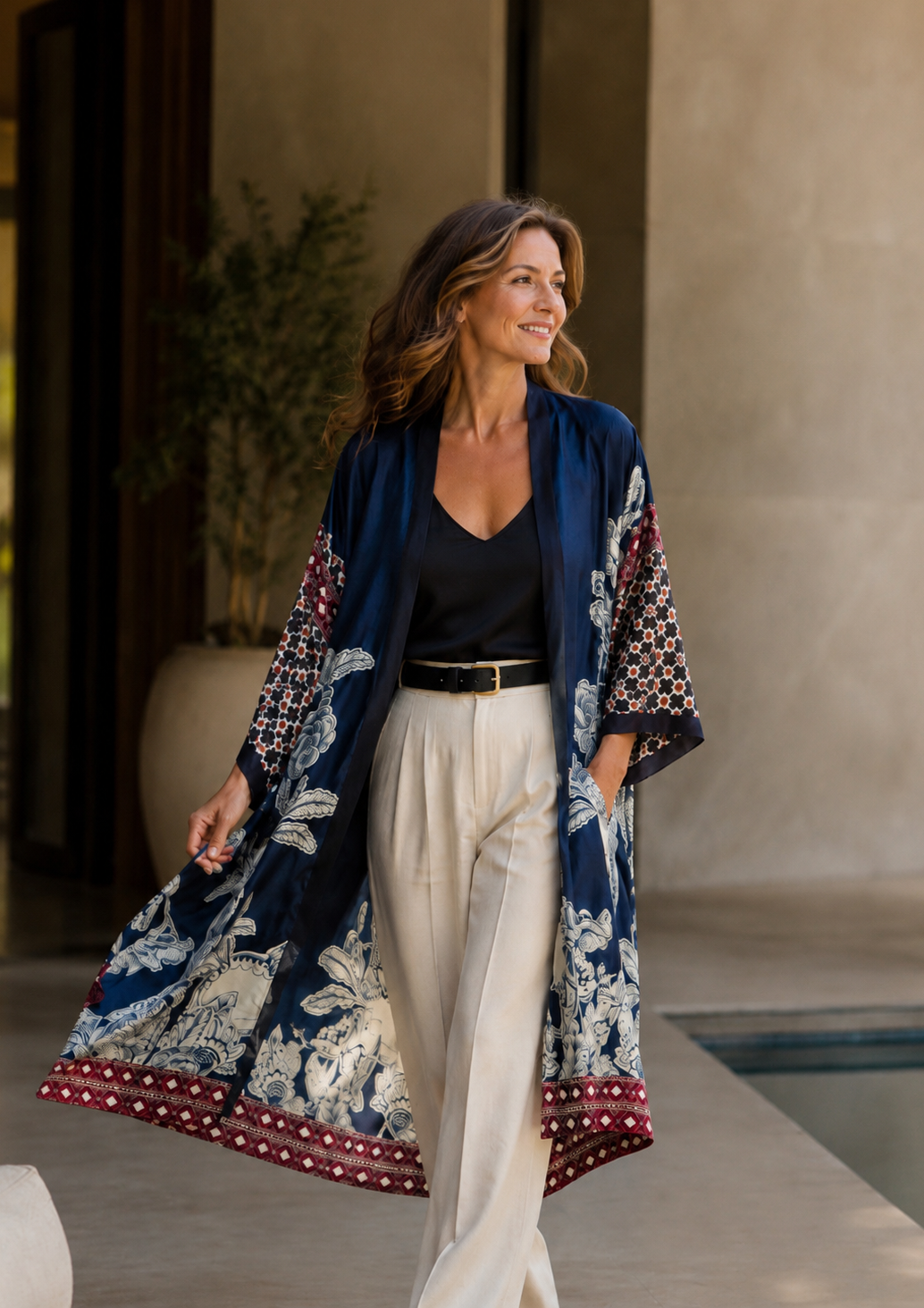 Kimono lungo in Twill di Seta Made in Italy - Sete di Como -