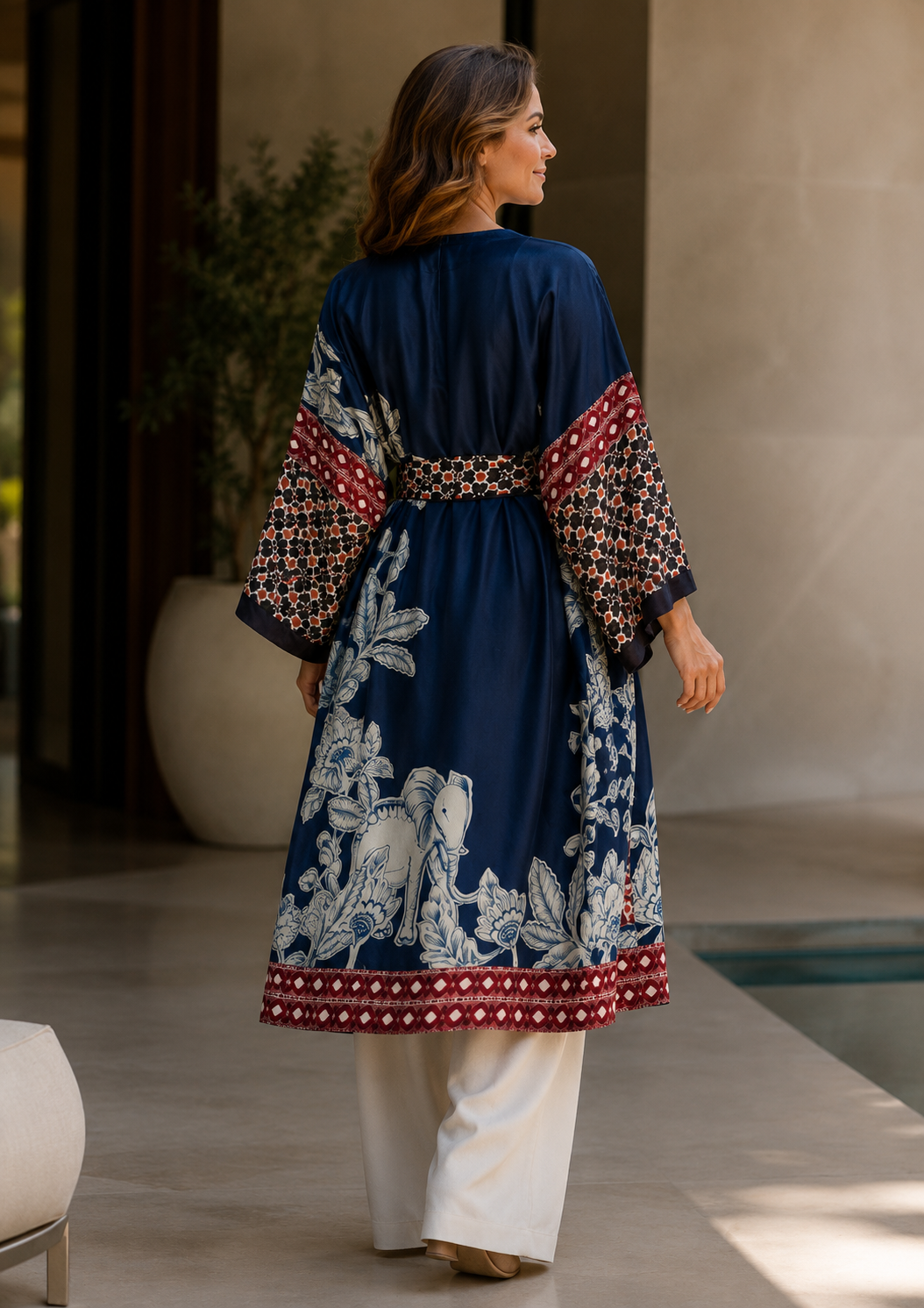 Kimono lungo in Twill di Seta Made in Italy - Sete di Como -