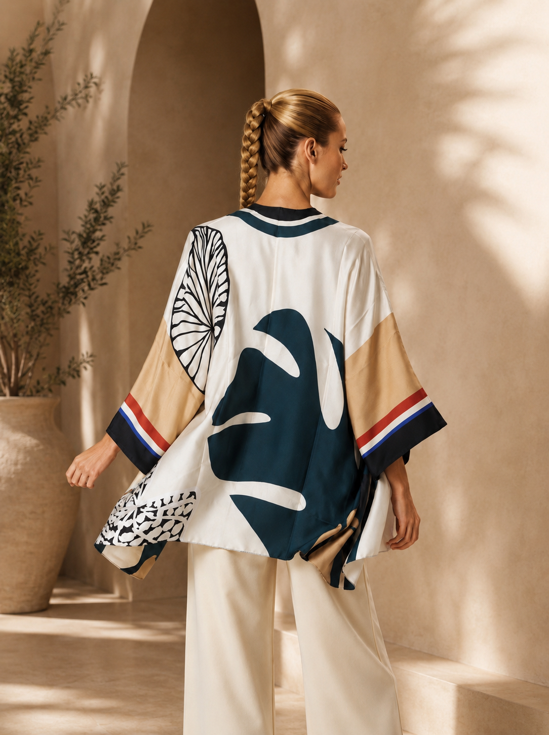 Kimono corto in Twill di Seta Made in Italy - Sete di Como -