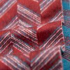 Dettaglio e texture della sciarpa doubleface in cashmere e seta, Made in Italy su telai antichi. Colori tenui da un lato e tonalità vivaci dall'altro, per un look versatile e originale.
