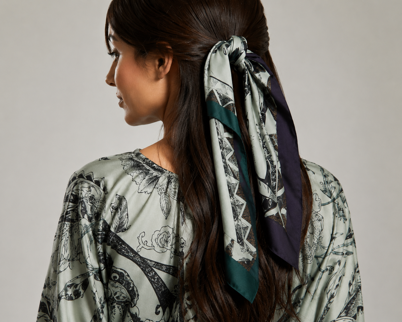 Kimono lungo in Twill di Seta Made in Italy - Sete di Como -